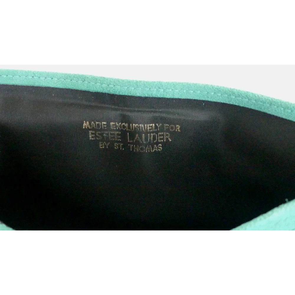 St. Thomas Green Suede Leather Wallet RARE 1960's Estee Lauder Employee Gift NOS